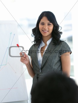 Young businesswoman giving a presentation