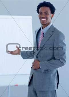 Afro-American businessman giving a presentation