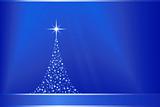 Abstract blue vector Christmas tree with copy-space