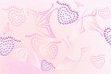 Pink hearts and butterflies background