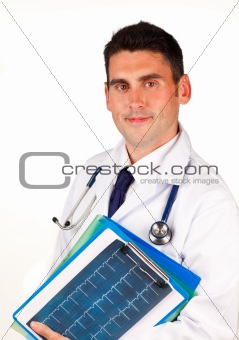 Doctor holding folders