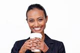 Portrait of a businesswoman drinking a cup of coffee