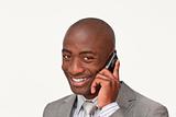Portrait of an Afro-American businessman on phone 