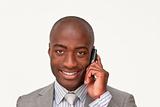 Portrait of an Afro-American businessman talking on mobile phone