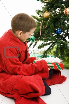 Little Boy with Christmas Gift