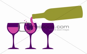 Wine bottle serving wineglasses