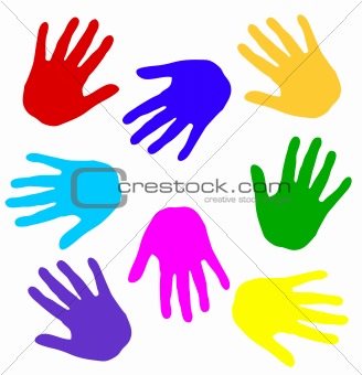 colorful handprints