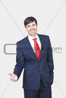 portrait handsome business executive in suit isolated on white