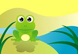 illustration of cute green frog