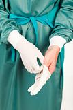 Surgeon before an operation with gloves