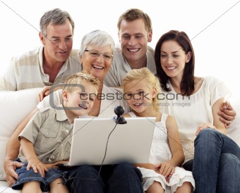 Happy family in a videoconference