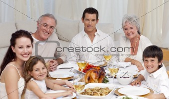 Family having a dinner together at home