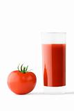 Glass of tomato juice and tomato