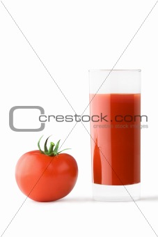Glass of tomato juice and tomato
