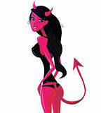 Cartoon retro devil pinup girl