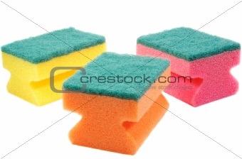 three colorful sponges. 