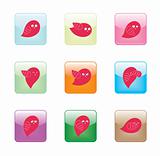 Bird Character Round Corner Glossy Button