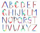 The Alphabet formed by office supplies