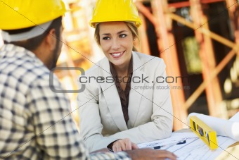 construction worker and female architect 