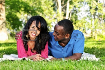 Happy couple in park