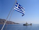 Sea view with greek flag