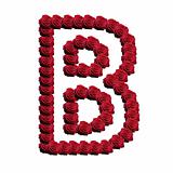 Blooming roses forming the alphabet uppercase letter B