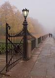 gate streetlight in fog