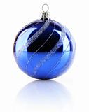 Christmas holiday blue ball isolated on white