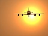 Airplane and sun