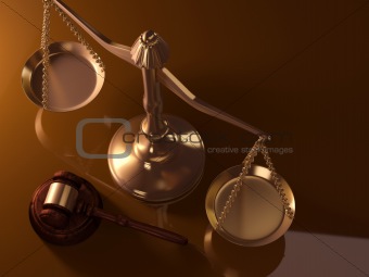 Justice scale and gavel