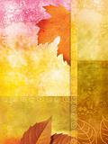 Old wall background with autumnal leaves