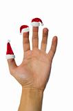 Santa's red hats on fingers