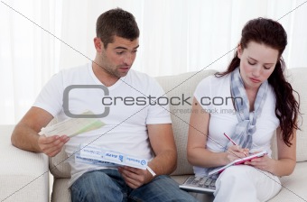 Couple doing their bills