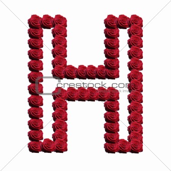 Rose blossoms forming the alphabet uppercase letter H