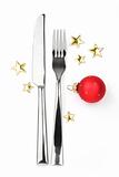 knife, fork with bauble and stars