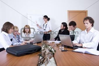 Young team working in a conference room