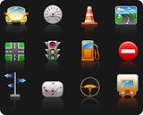 Transport and Road_black background icon set