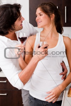 couple enjoying a glass of wine