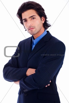 Handsome successful business man in suit half lenth