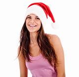 beautiful young women wearing santa's hat