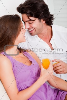 Romantic couple having drink