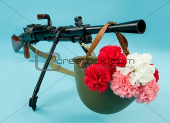 Machinegun And Flowers