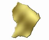 French Guiana 3d Golden Map