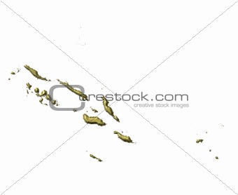 Solomon Islands 3d golden map