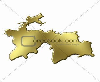 Tajikistan 3d Golden Map