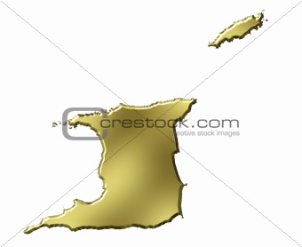 Trinidad and Tobago 3d Golden Map
