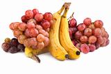 high resolution photo of red grapes and bananas