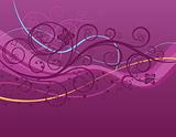 Purple swirls, waves and butterflies