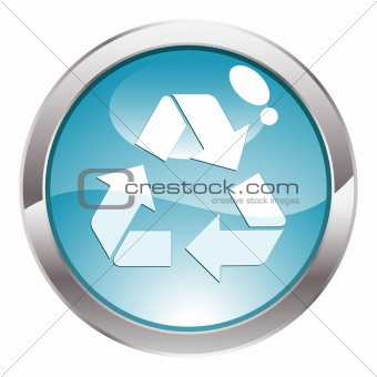 Gloss Button with Recycling Symbol