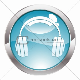 Gloss Button with Headphones